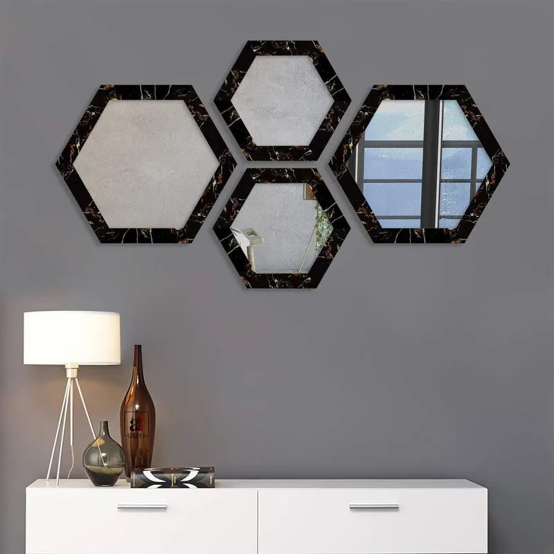 Reflectique Glass Wall Mirror Wiith PVC Frame - Set Of Four media 1