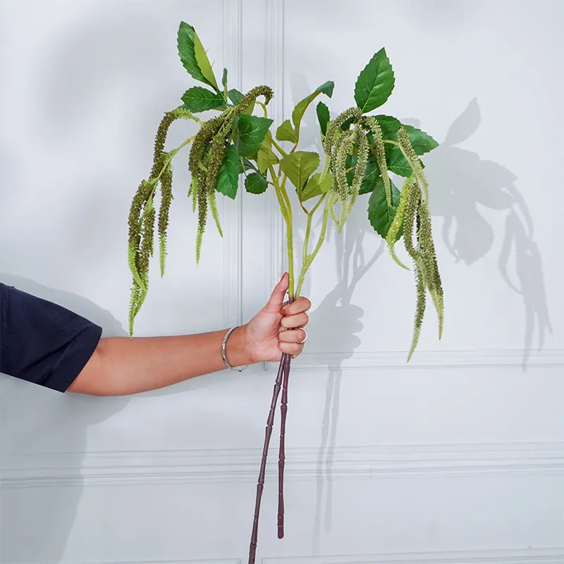 Faux Dark Green Millet Grass Foxtail Amaranthus Stick (38 CM) - Set Of Two media 1