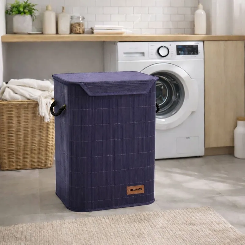 Strap Bamboo Laundry Basket - Navy Blue media 4