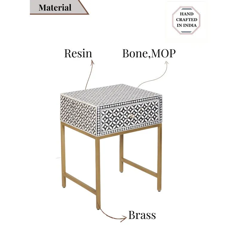 Serin Bone Inlay Bedside Table media 7