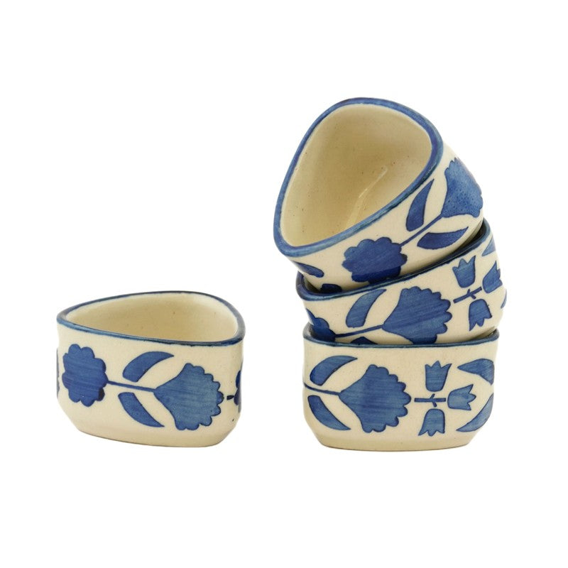 ServeCraft Ceramic Dip Bowls (Blue,White ,40 mL Each) - Set Of Four media 3