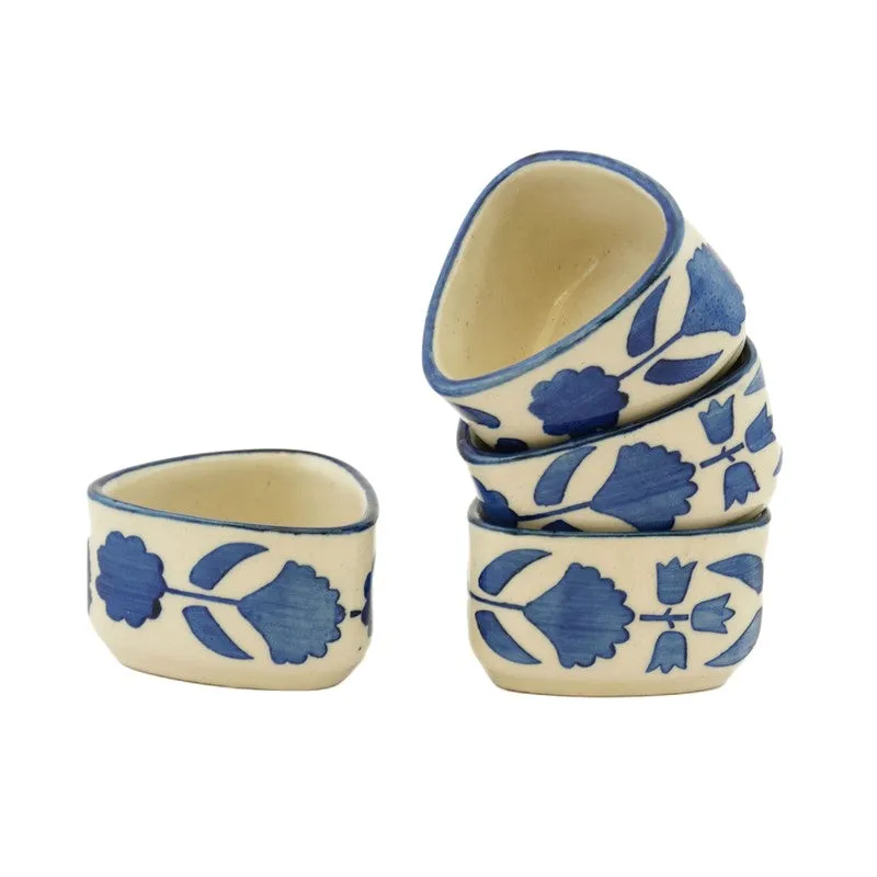 ServeCraft Ceramic Dip Bowls (Blue,White ,40 mL Each) - Set Of Four media 3