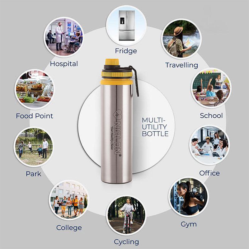 Solene Stainless Steel Water Bottle (Yellow) - 900 mL media 4