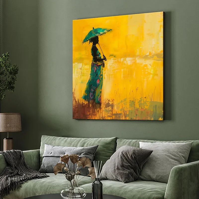 Lady With Umbrella Poly Canvas Wall Painting media 4