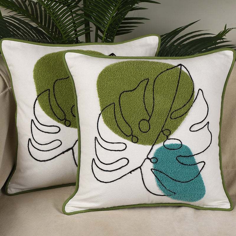Monstera Splash Tufted Cushion Cover - Set Of Two media 2