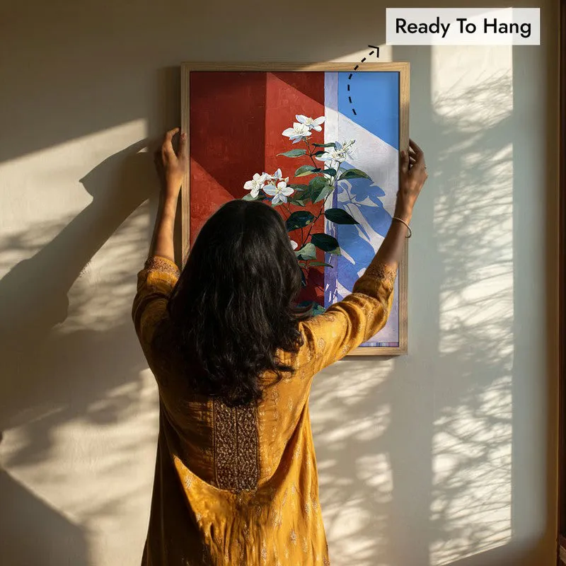 Scarlet Petals Canvas Wall Painting - Brown Frame media 8