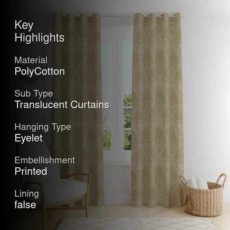 European Baroque Floral Single Curtain (Beige) media 2