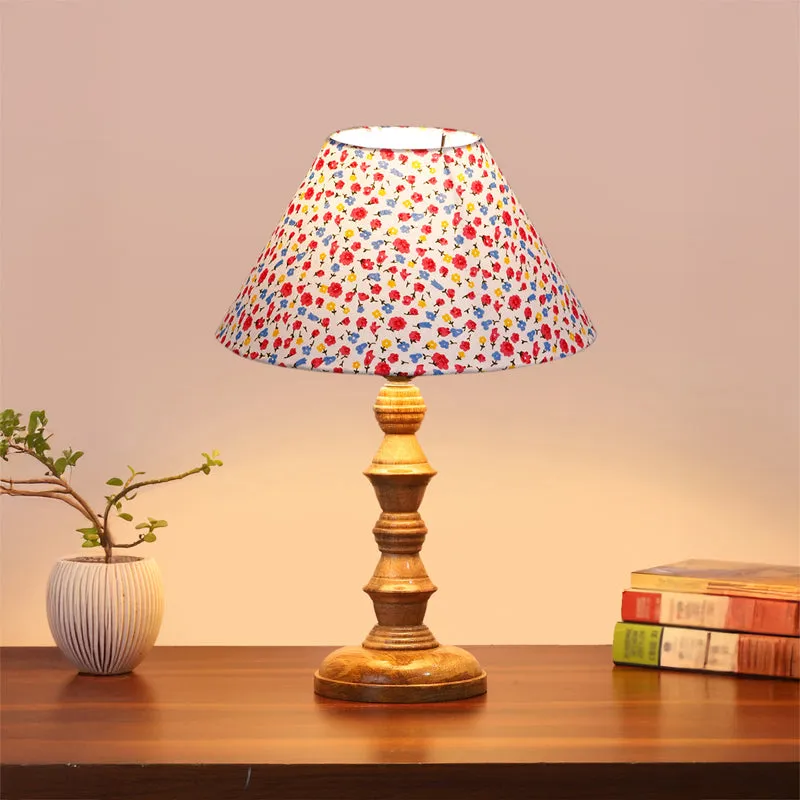 Fleura Cone Timber Wooden Table Lamp - Multicolor media 2
