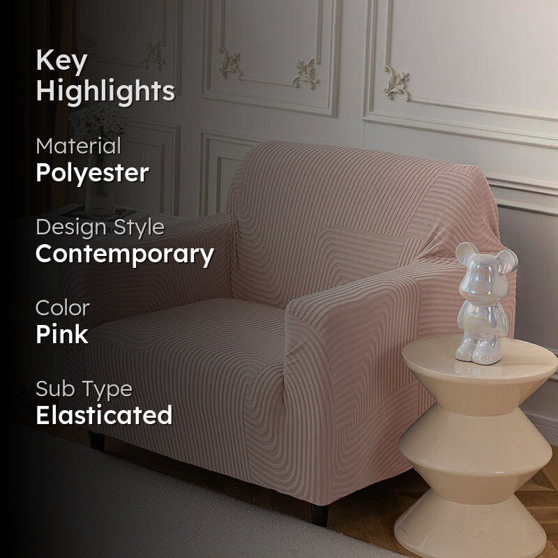 Sofique Jacquard Sofa Cover - Pink media 2