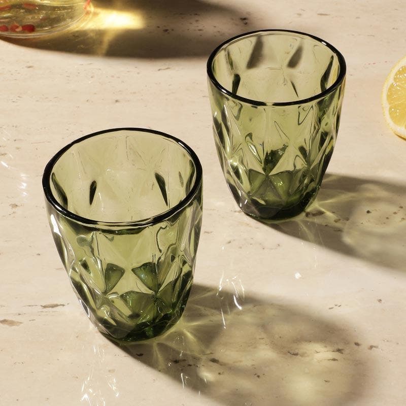 Cubist Green Tinted Glass (270 ml ) - Set Of Two media 5