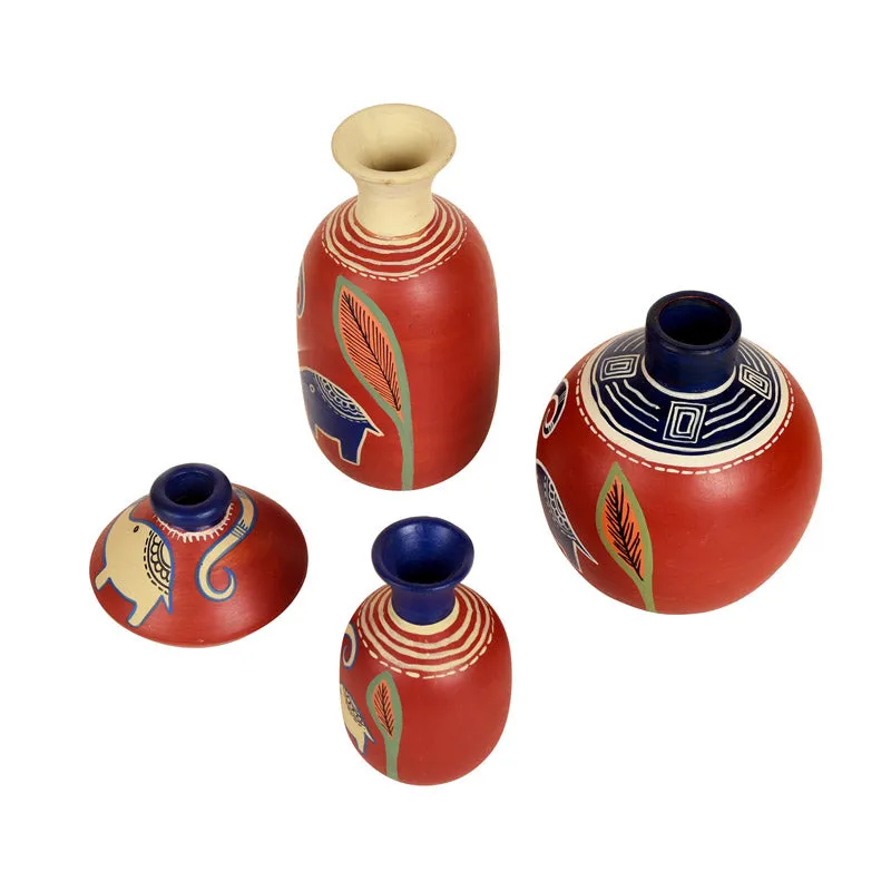 Marjan Ethnic Terracotta Vase - Four Piece Set media 5