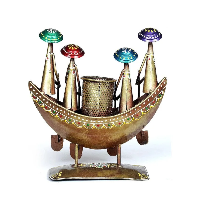 Handcrafted Iron Boat Pen Stationery Holder media 1