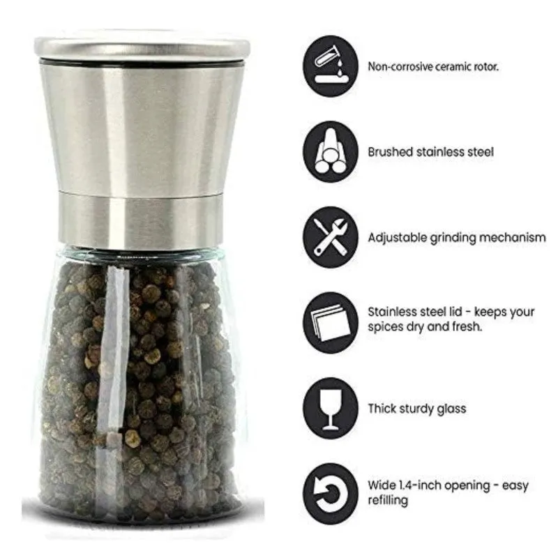 Stylish Minimalist Glass Salt & Pepper Grinder media 7