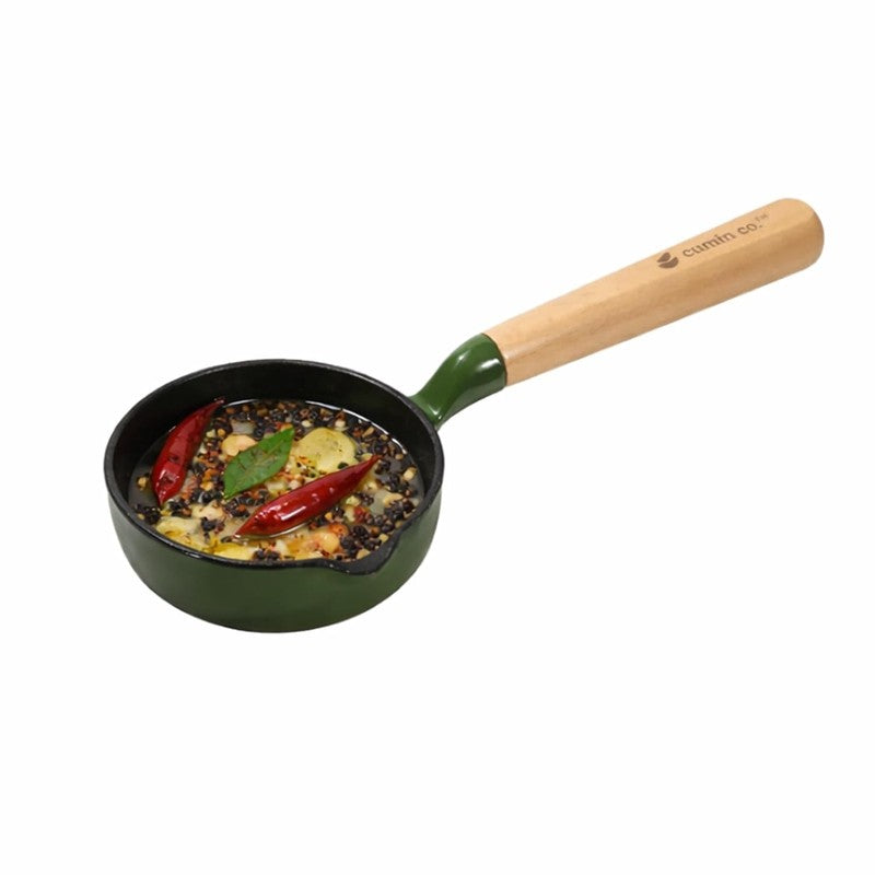 Cumin Co Enamel Cast Iron Tadka Pan (250 mL) - Green media 3
