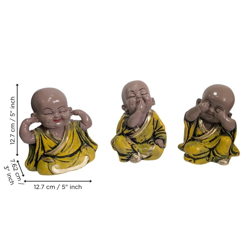 Zen Monks Budhha Resin Showpiece - Set of Three media 5
