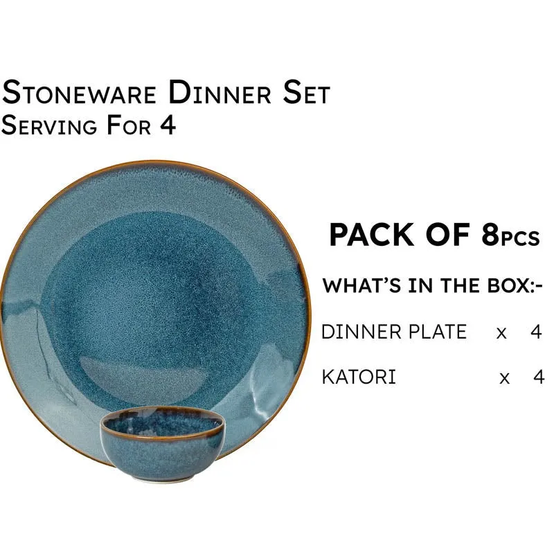 Tarangini Handmade Dinner Set (Blue) - 8 Piece Set media 4