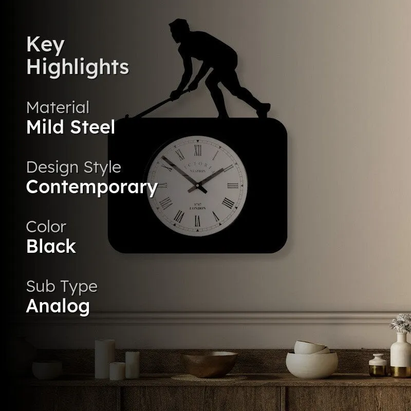 Hockey Steel Analog Wall Clock - Black media 2