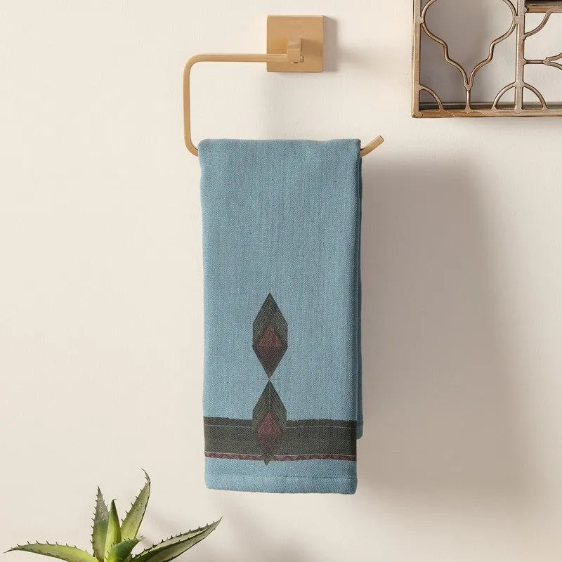Heritage Cotton Hand Towel (Blue) - Set Of Two media 3
