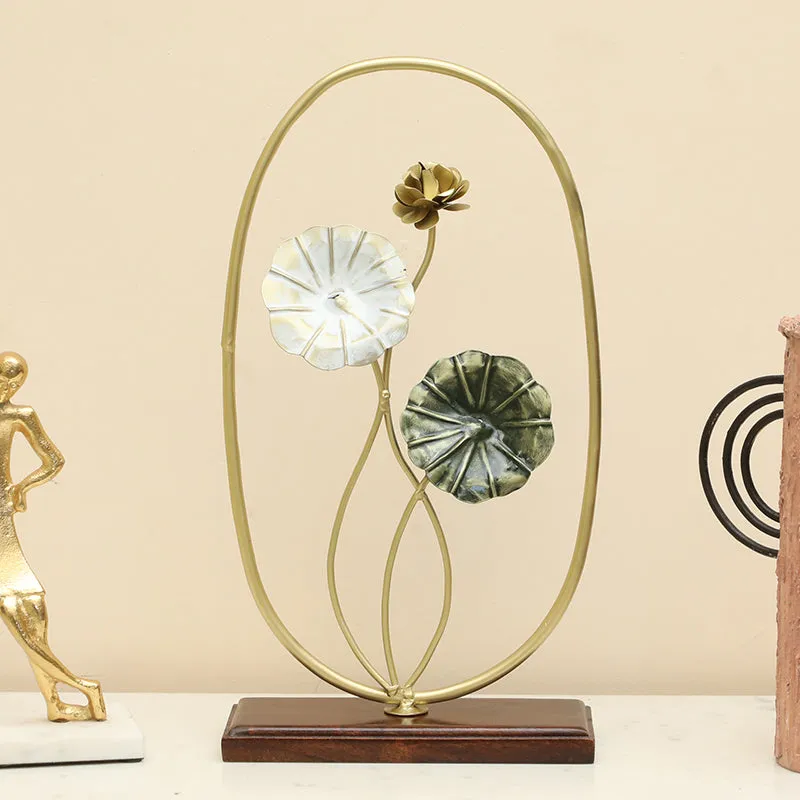 Botanical Elegance Metal & Wood Showpiece media 1