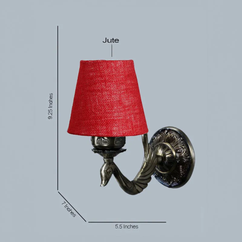 Amro Retro Conical Fabric & Metal Wall Lamp - Maroon media 4