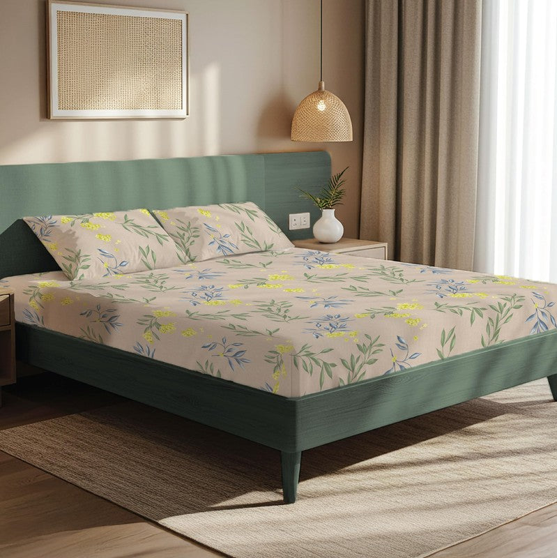 Blooming Paradise Floral Cotton Bedsheets (Multicolor) - 200 TC