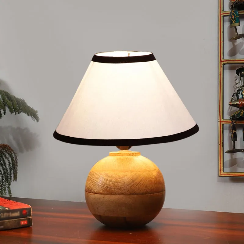 Cotin II Stripe Orb Cotton Table Lamp - White,Brown media 2