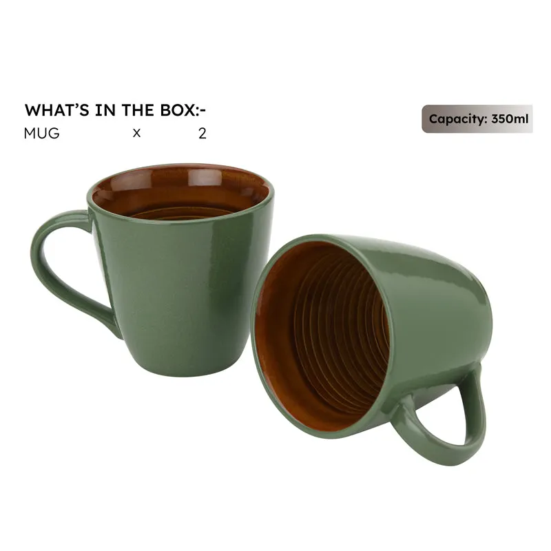 Karvaa Ceramic Coffee Mug (Forest Green/350 mL Each) - Set Of Two media 6