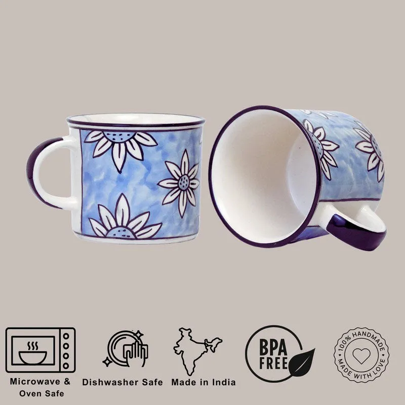 Ceramic Ceramic Coffee Mug (300 mL Each,Blue,White) - Set Of Six media 8