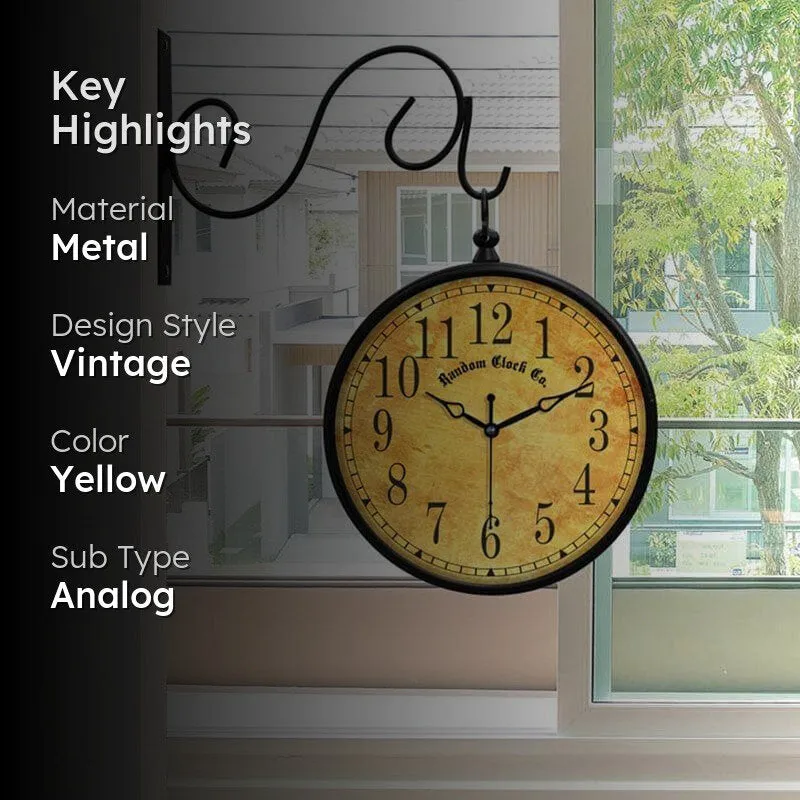 Paulette Double Sided Vintage Station Clock media 2