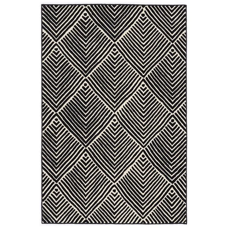 Medon Hand Tufted Geometric Wool & Nylon Carpet - Black media 1