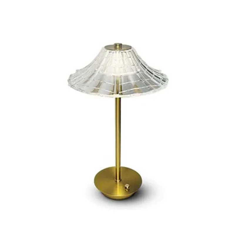Cosmic Web LED Metal And Glass Table Lamp - Transparent,Gold media 4