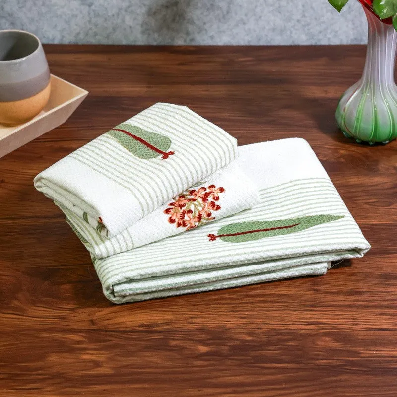 Jungle Fern Cotton Towels (Green) - Three Piece Set media 6