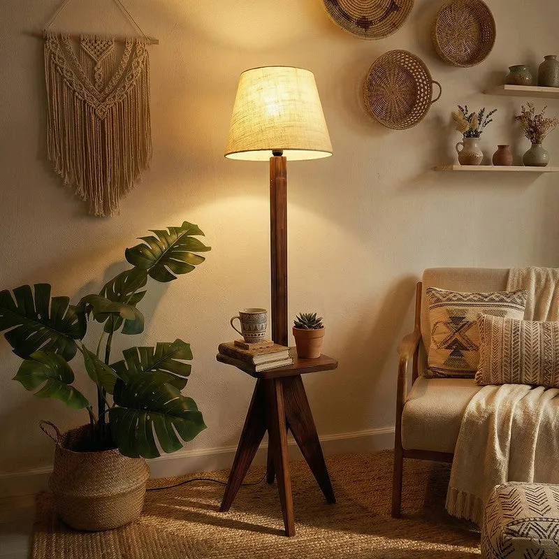 SoftNest Wooden Floor Lamp - Brown media 1