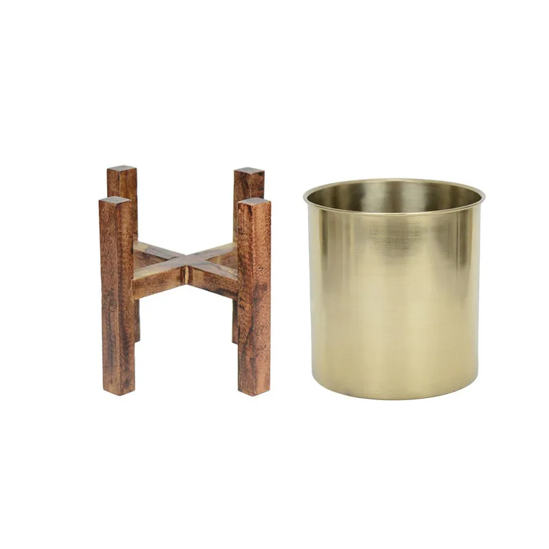 Hita Stainless Steel Planter - Gold media 3