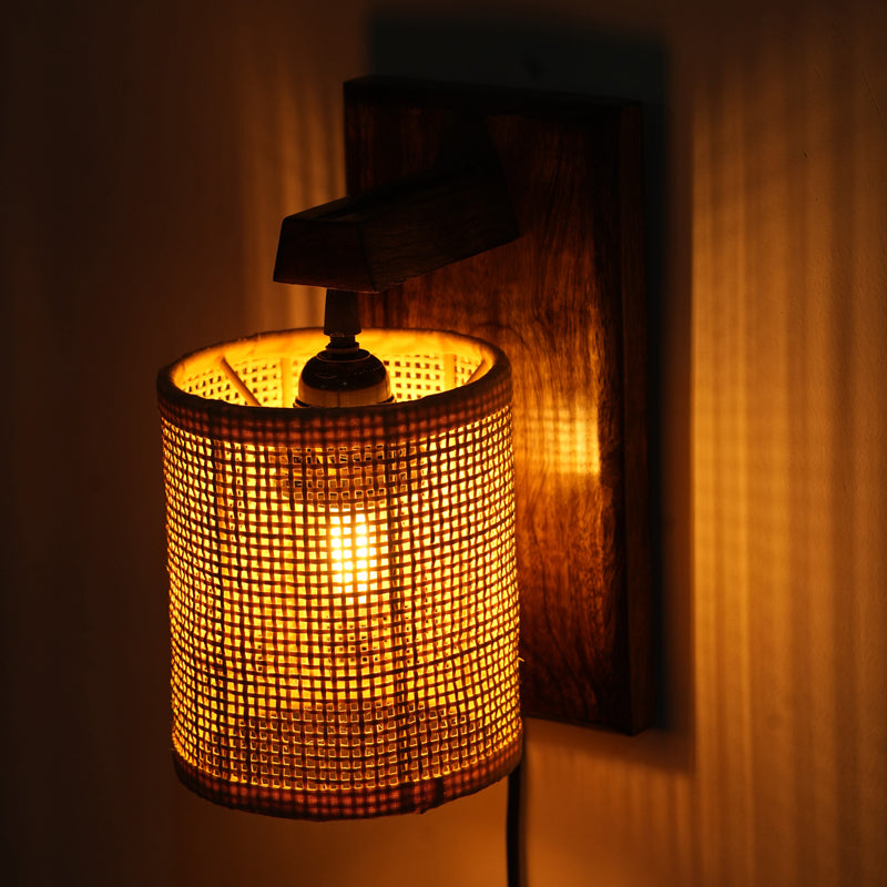Luma Ray Rattan & Mango Wood Wall Lamp media 3
