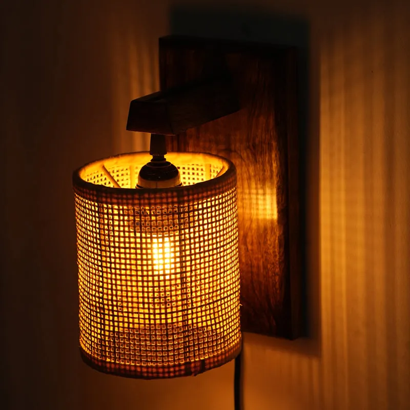 Luma Ray Rattan & Mango Wood Wall Lamp media 3