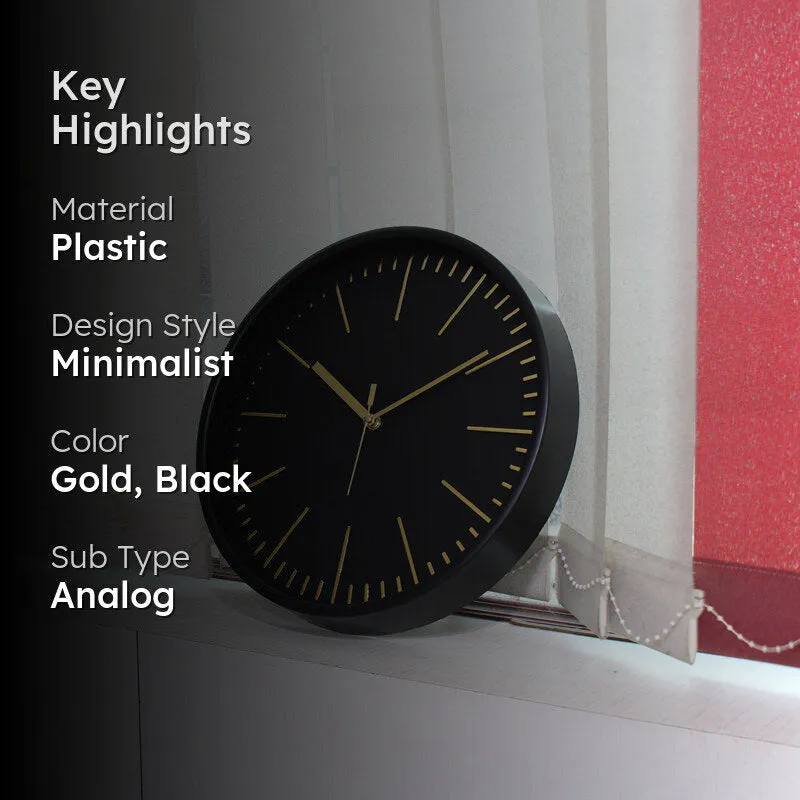 Aestra Analog Wall Clock - Gold, Black media 2
