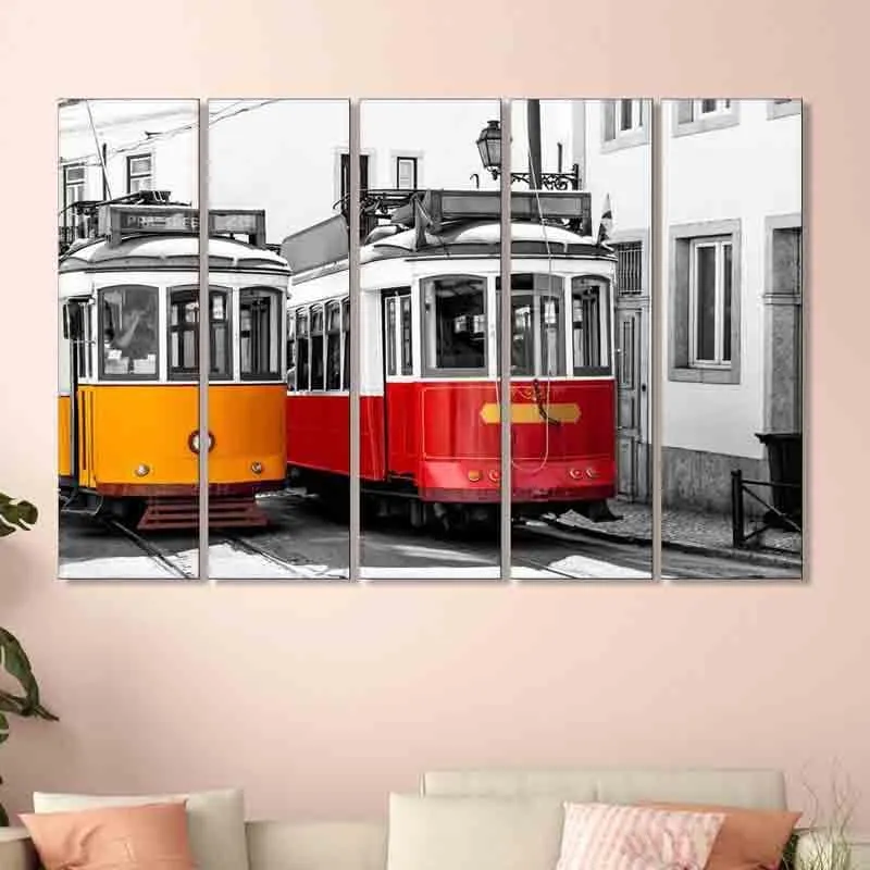 Modern Rail Canvas Wall Art - Five Piece Set media 1