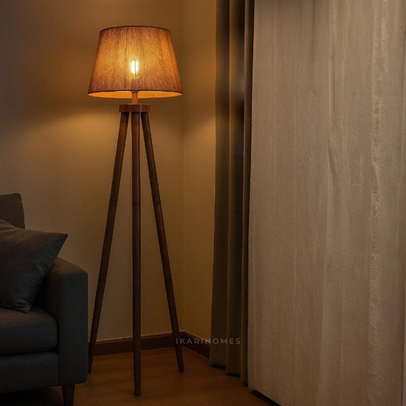 Nordic Tripod Acacia Wood Floor Lamp media 3