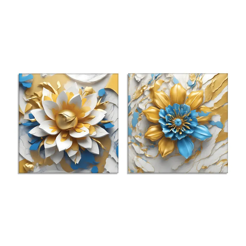 Frosted Flora Canvas Wall Painting - Set Of Two media 7