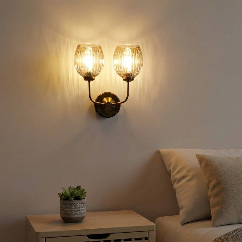 Lumi Crystal Dual Shade Glass Wall Lamp