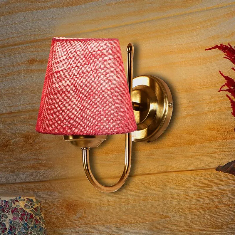 Altura Conical Fabric & Metal Wall Lamp - Pink media 1