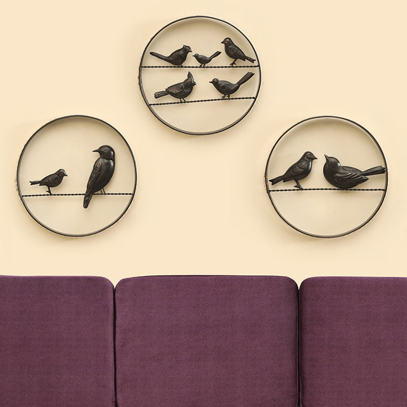 Avian Flock Cane & Metal Wall Accent - Set Of Three
