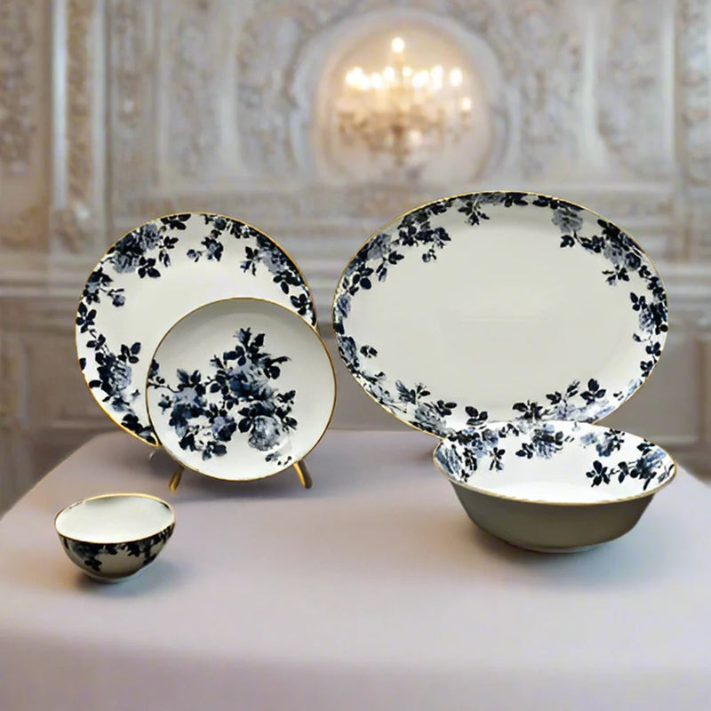Zeneta Leaves 24k Gold Brushed Porcelain Dinner Set - 21 Piece Set media 4