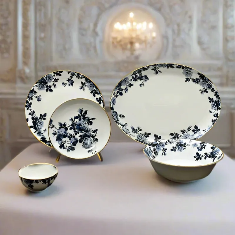 Zeneta Leaves 24k Gold Brushed Porcelain Dinner Set - 21 Piece Set media 4