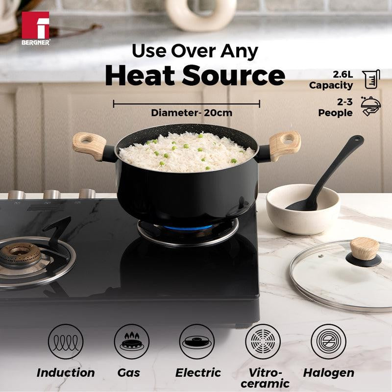 Bergner Induction Safe Cooking Pot With Lid - 2500 ml/6 Inches media 5