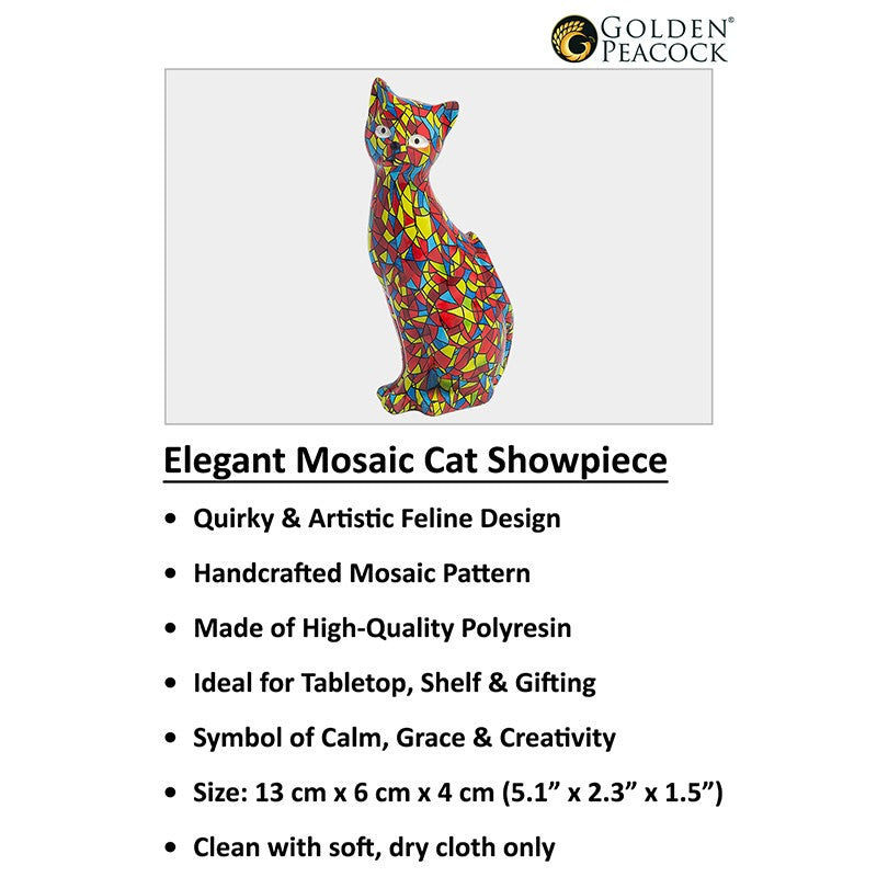 Mosaic Kitten Showpiece - Red, Yellow media 8