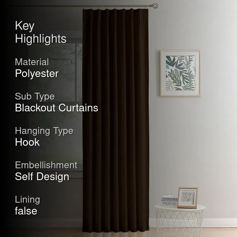 Noir Double Pinch Pleat Blackout Curtain - Cocoa Brown media 2