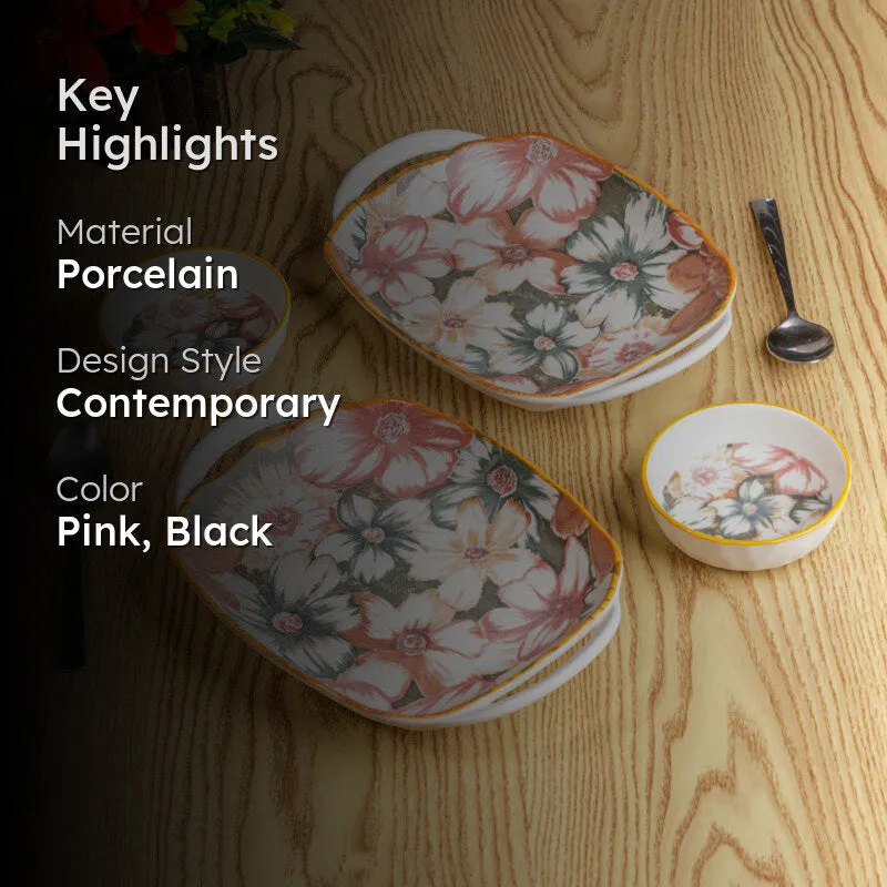 Sunlit Leaf Porcelain Platter - Four Piece Set media 2
