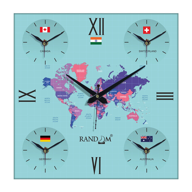 World Time Zone Wall Clock - Blue media 3